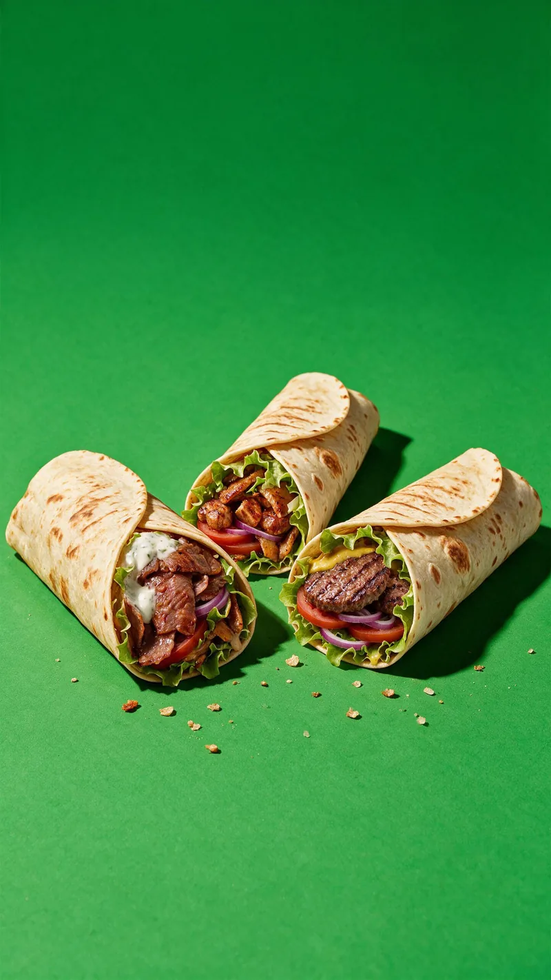 Une galette roulée, coupée en biais, garniture apparente